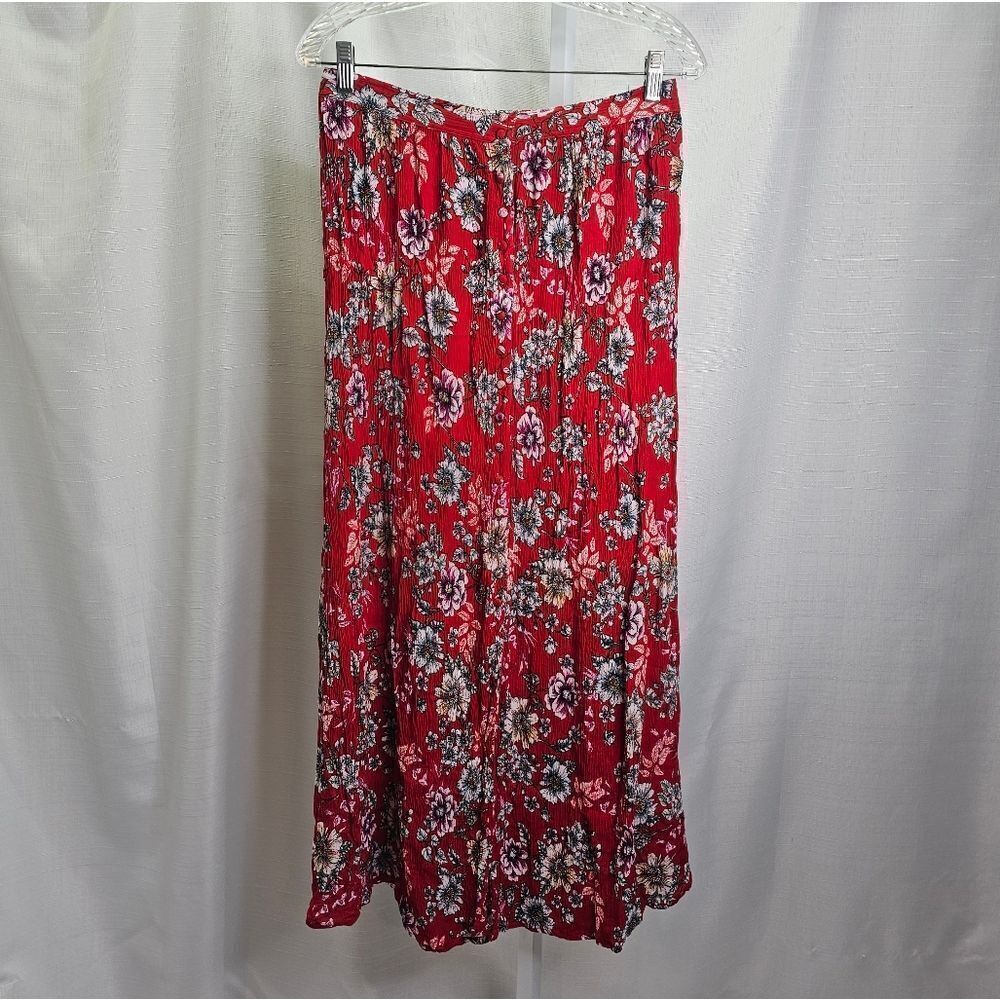 Patrons of Peace Red Floral Charlotte Maxi Skirt Size Large